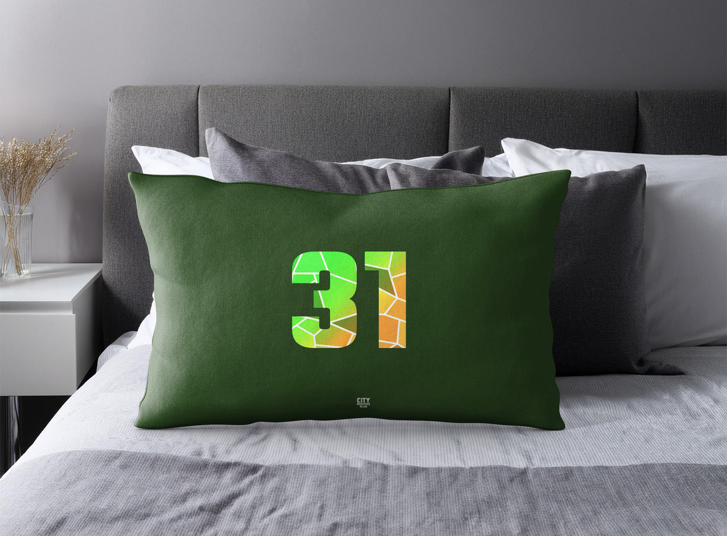 31 Number Square & Rectangle Pillow Cases | Modern Numeric Throw Pillow Covers | Print Deliver Plus by City Posters Plus