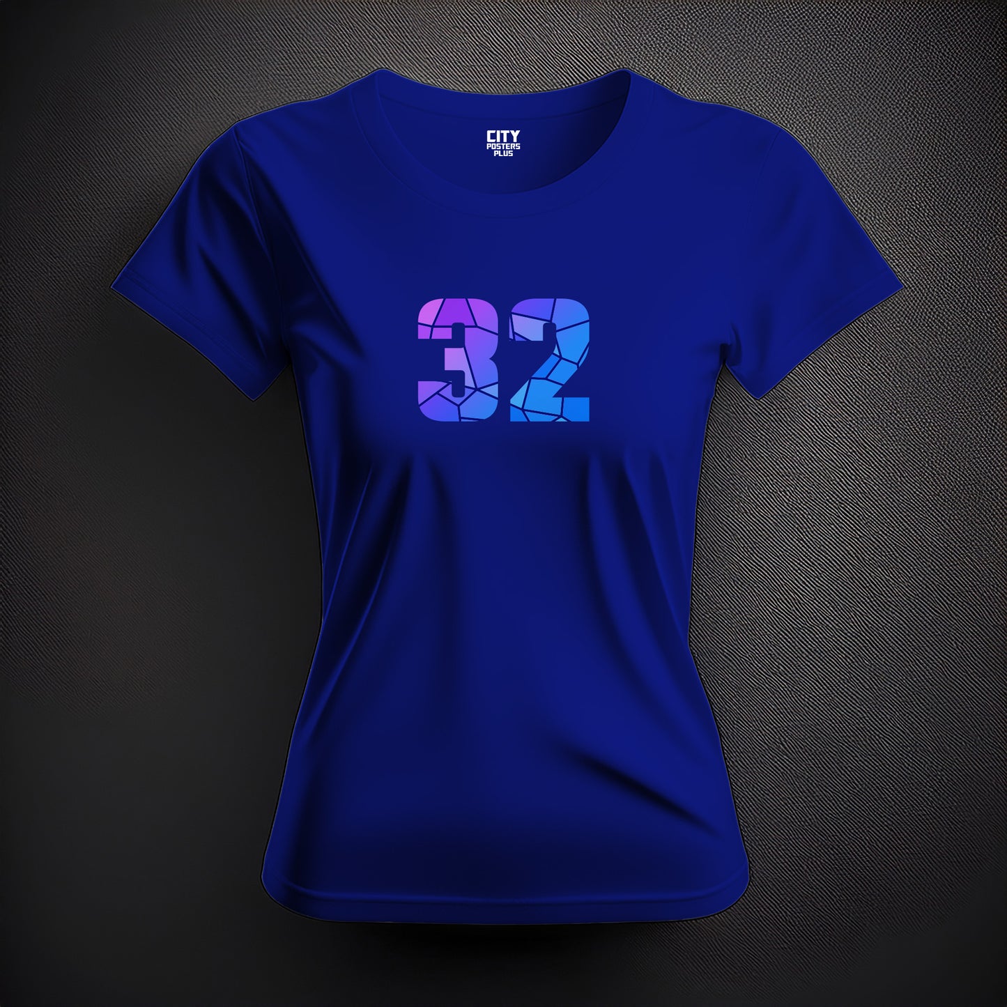 City Posters Plus 32 Number Women T-Shirt (Royal Blue) | Stylish Numeric Graphic Tee