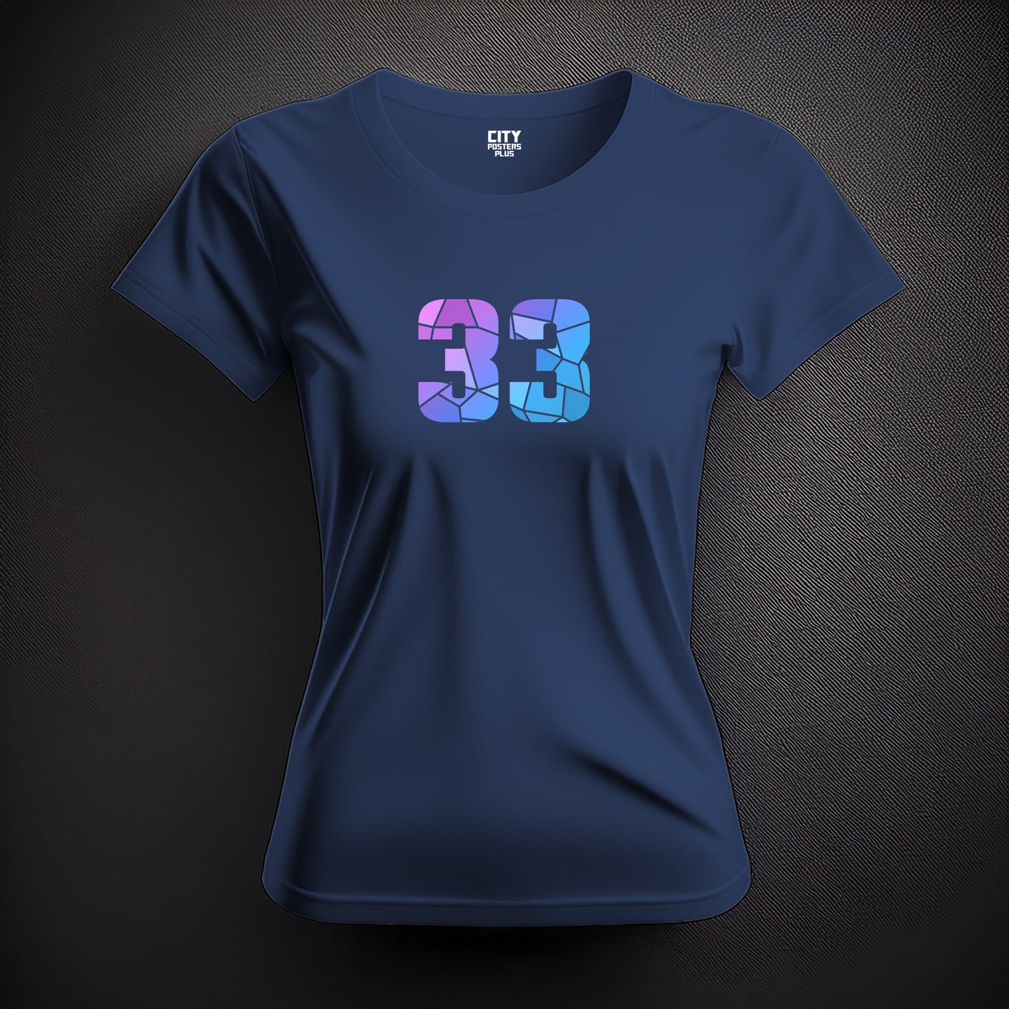 City Posters Plus 33 Number Women T-Shirt (Navy Blue) | Stylish Numeric Graphic Tee