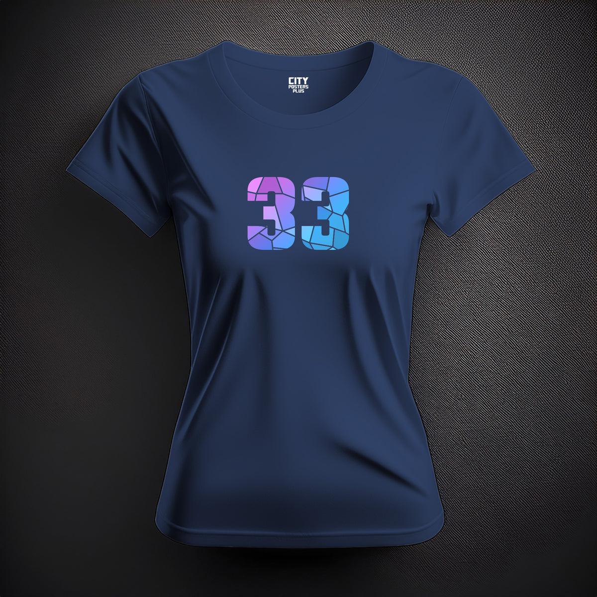 Number 33 Women T-Shirt (Navy Blue) | Stylish Numeric Graphic Tee