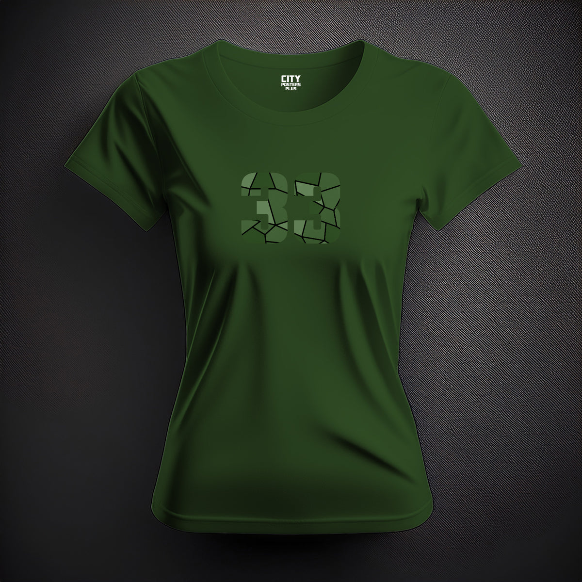 Number 33 Women T-Shirt (Olive Green) | Stylish Numeric Graphic Tee