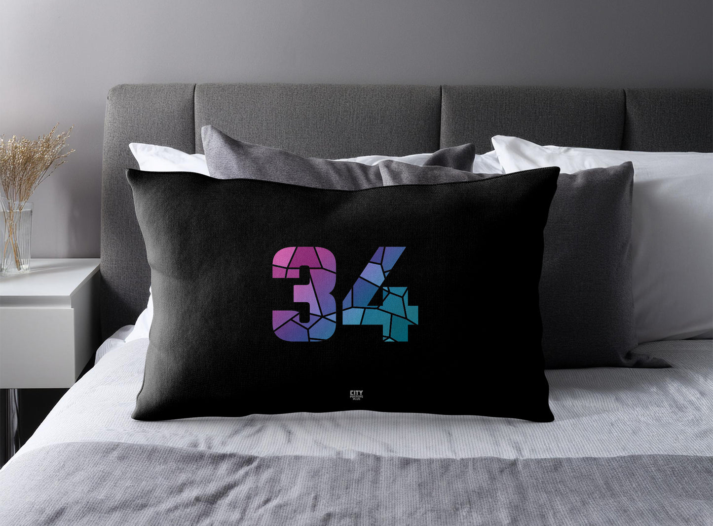 34 Number Square & Rectangle Pillow Cases | Modern Numeric Throw Pillow Covers | Print Deliver Plus by City Posters Plus