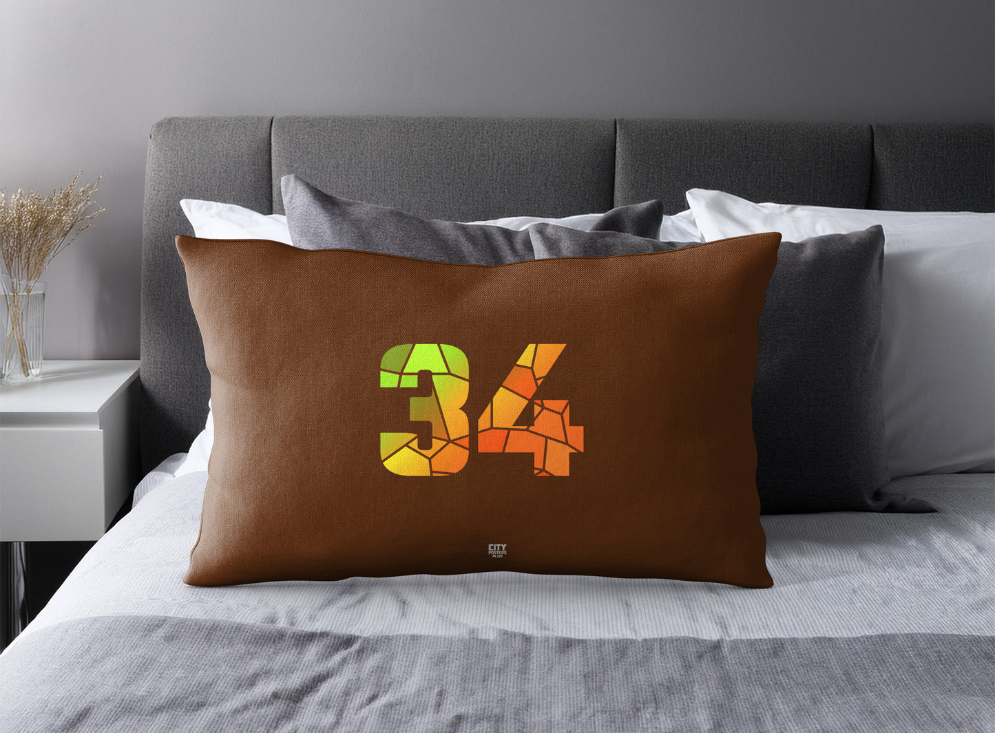 34 Number Square & Rectangle Pillow Cases | Modern Numeric Throw Pillow Covers | Print Deliver Plus by City Posters Plus