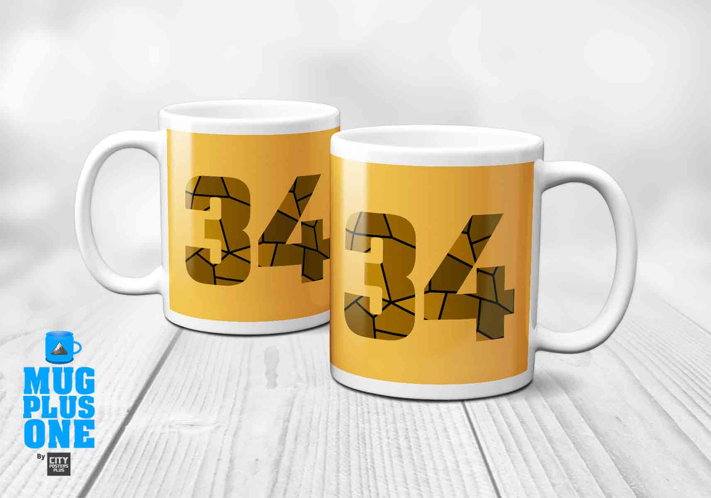 34 Number Mug (Golden Yellow)