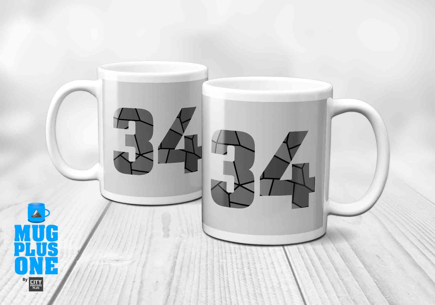 34 Number Mug (Melange Grey)