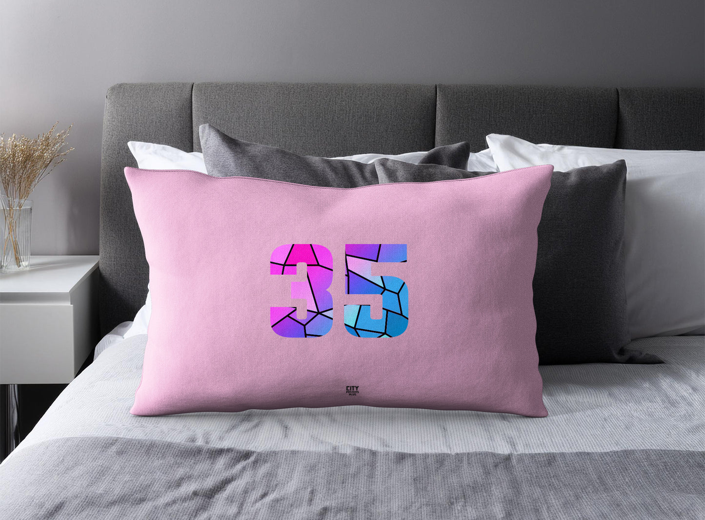 35 Number Square & Rectangle Pillow Cases | Modern Numeric Throw Pillow Covers | Print Deliver Plus by City Posters Plus