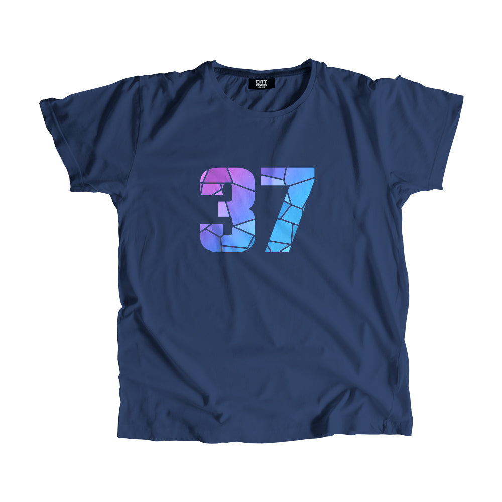 37 Number Men Unisex T-Shirt (Navy Blue)| Classic Numeric Graphic Tee