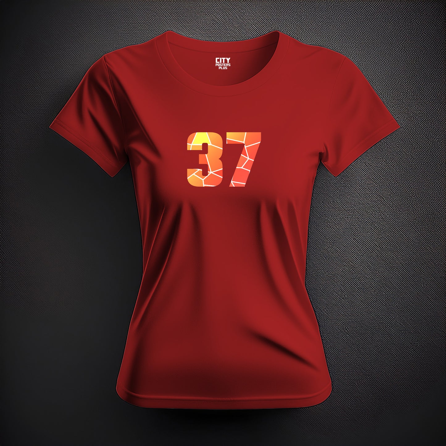 City Posters Plus 37 Number Women T-Shirt (Red) | Stylish Numeric Graphic Tee
