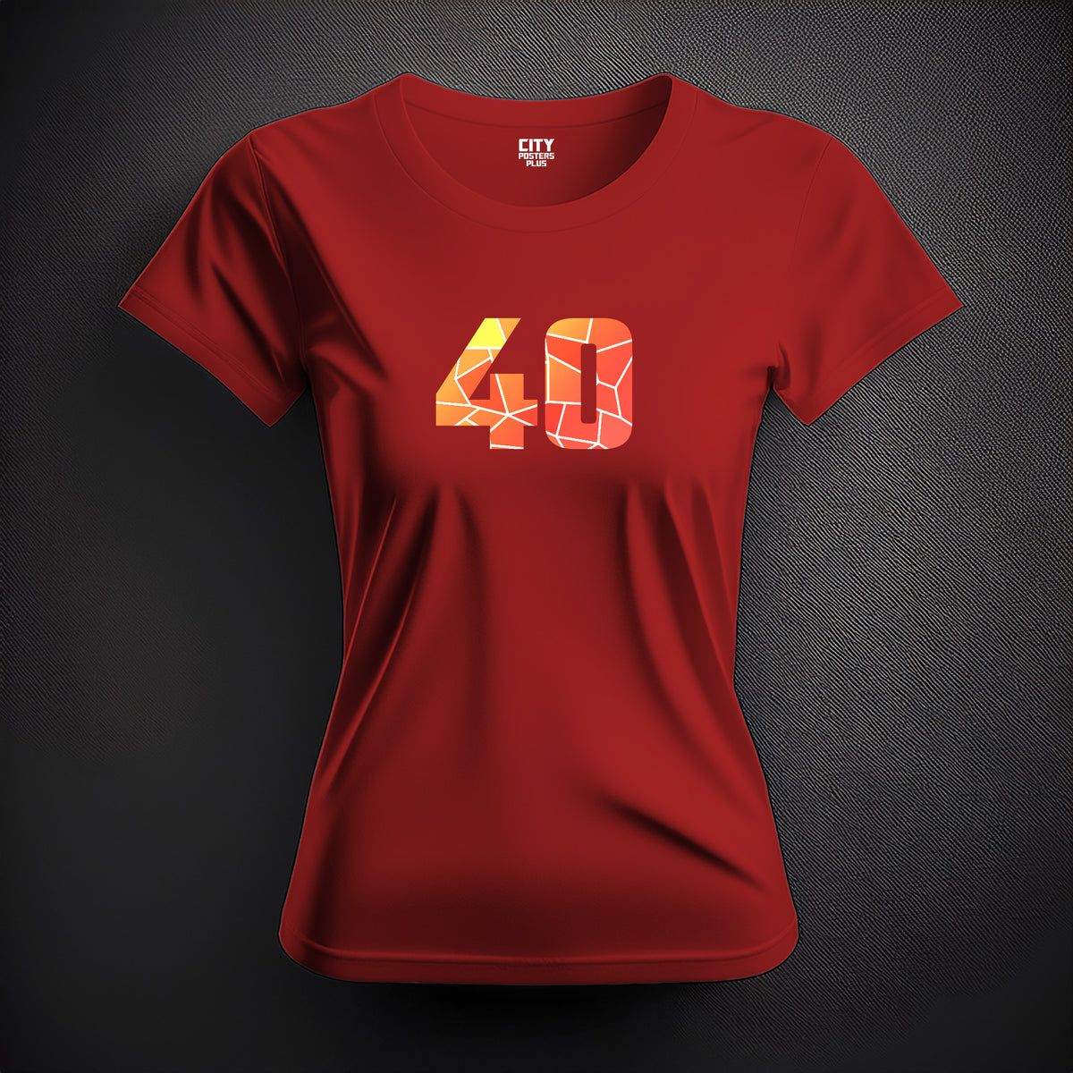 Number 40 Women T-Shirt (Red) | Stylish Numeric Graphic Tee