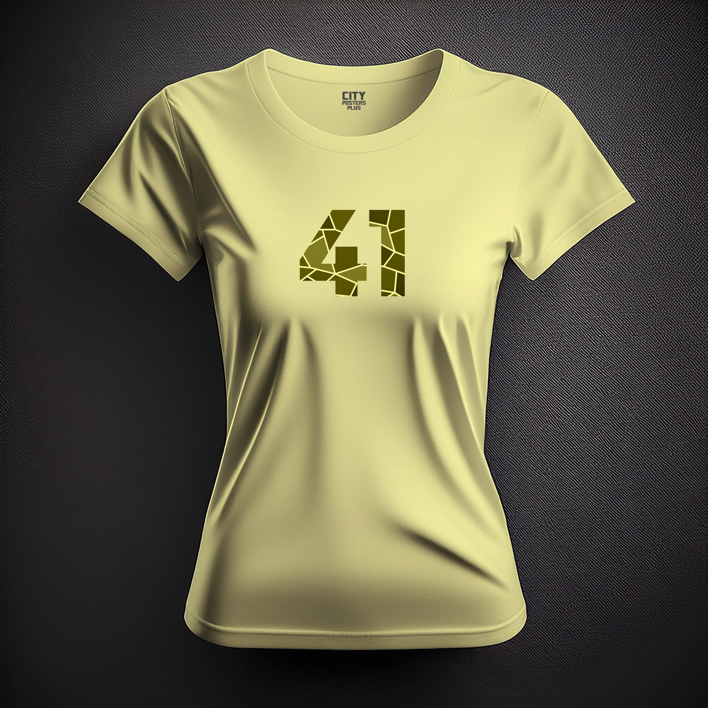City Posters Plus 41 Number Women T-Shirt (Butter Yellow) | Stylish Numeric Graphic Tee