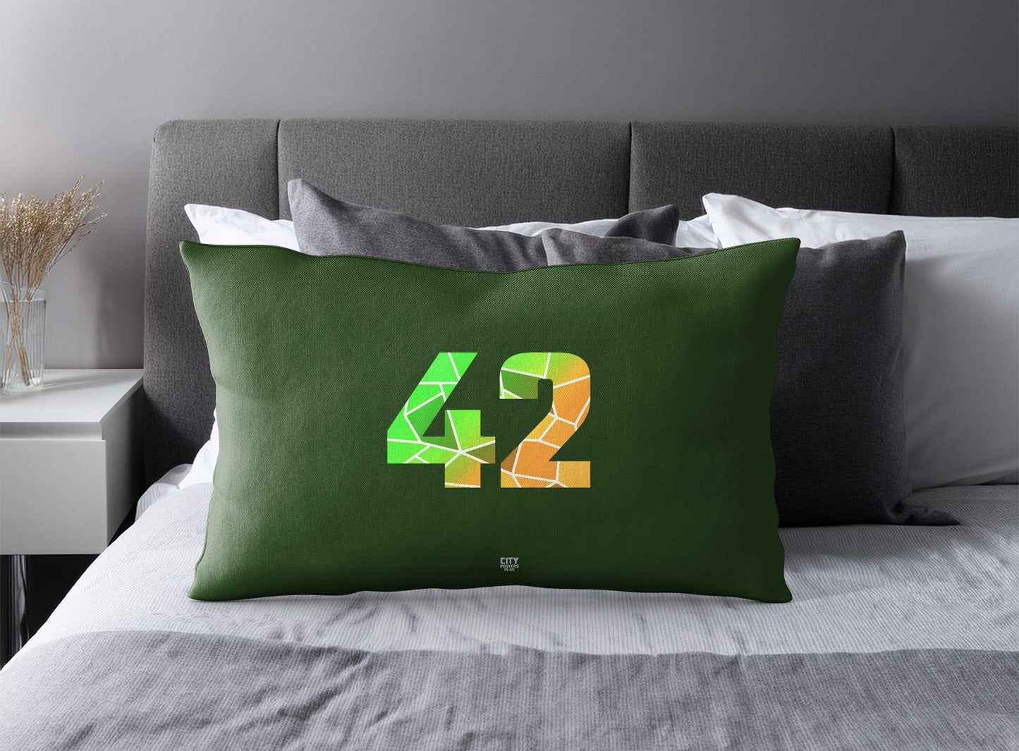 42 Number Square & Rectangle Pillow Cases | Modern Numeric Throw Pillow Covers | Print Deliver Plus by City Posters Plus