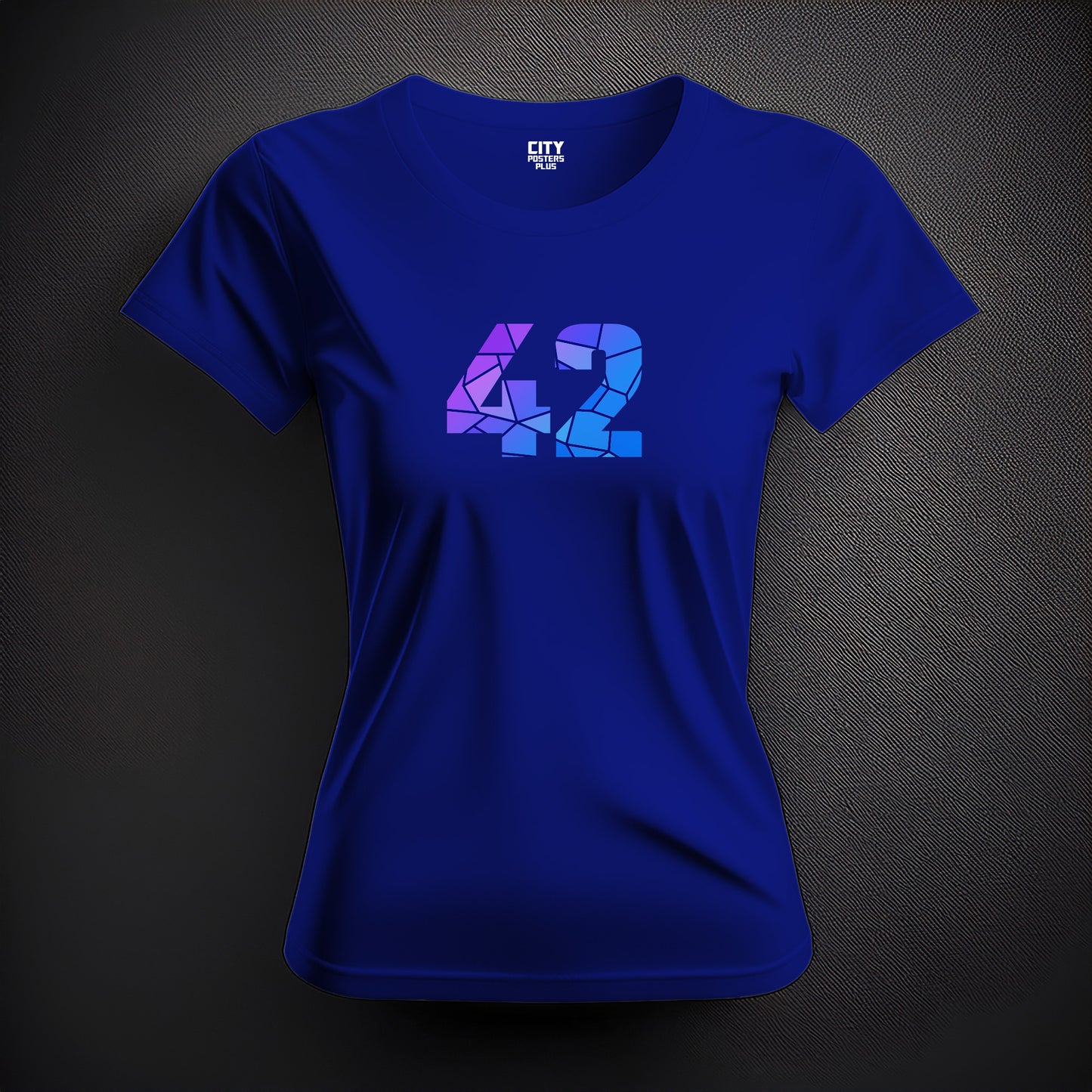 City Posters Plus 42 Number Women T-Shirt (Royal Blue) | Stylish Numeric Graphic Tee
