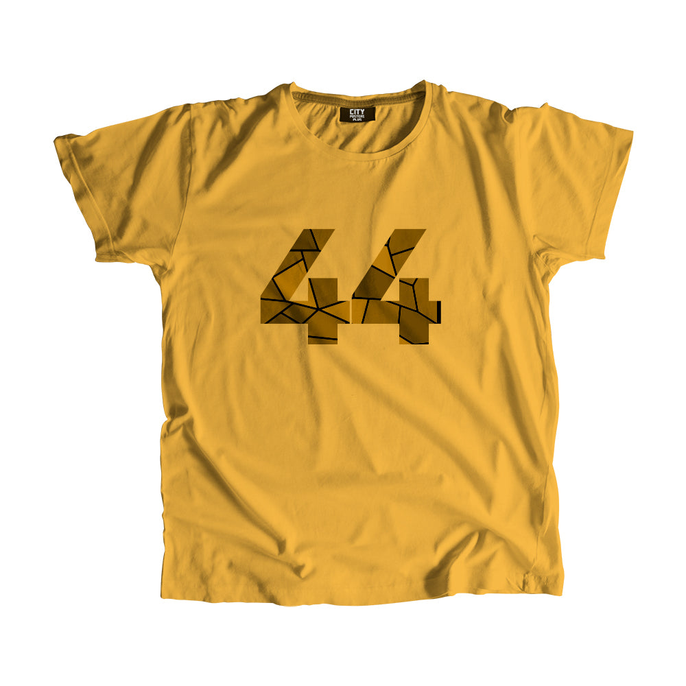 44 Number Men Unisex T-Shirt (Golden Yellow)| Classic Numeric Graphic Tee