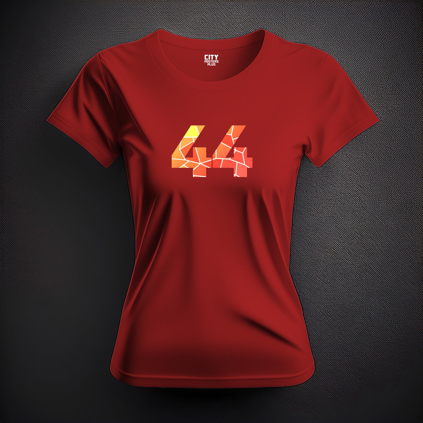 City Posters Plus 44 Number Women T-Shirt (Red) | Stylish Numeric Graphic Tee
