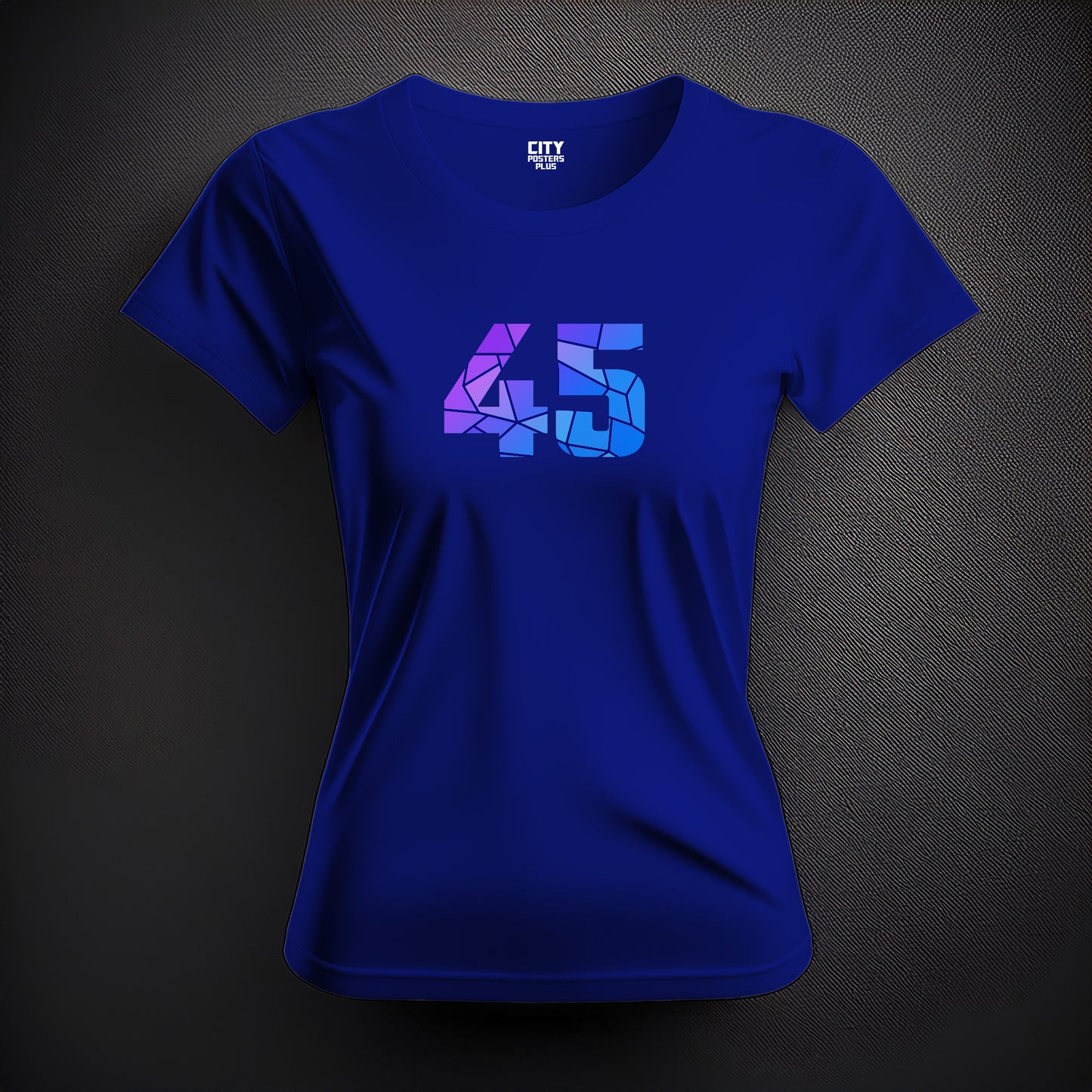 City Posters Plus 45 Number Women T-Shirt (Royal Blue) | Stylish Numeric Graphic Tee