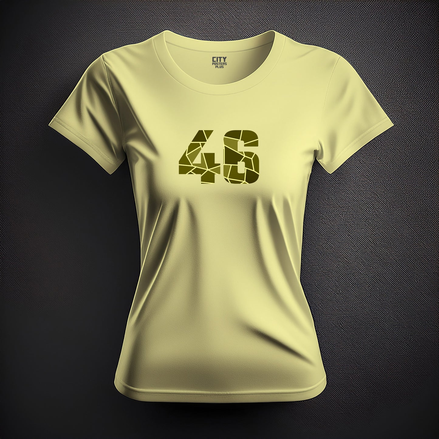 City Posters Plus 46 Number Women T-Shirt (Butter Yellow) | Stylish Numeric Graphic Tee