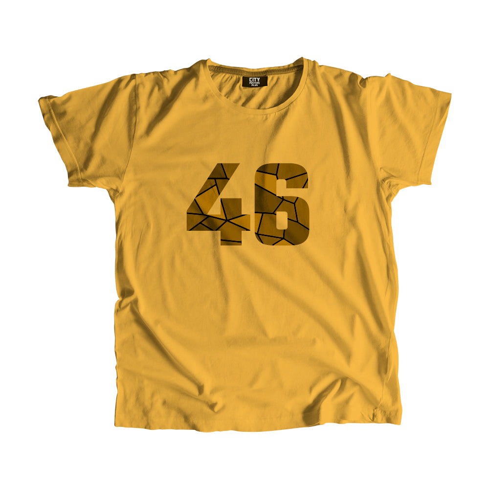 46 Number Men Unisex T-Shirt (Golden Yellow)| Classic Numeric Graphic Tee