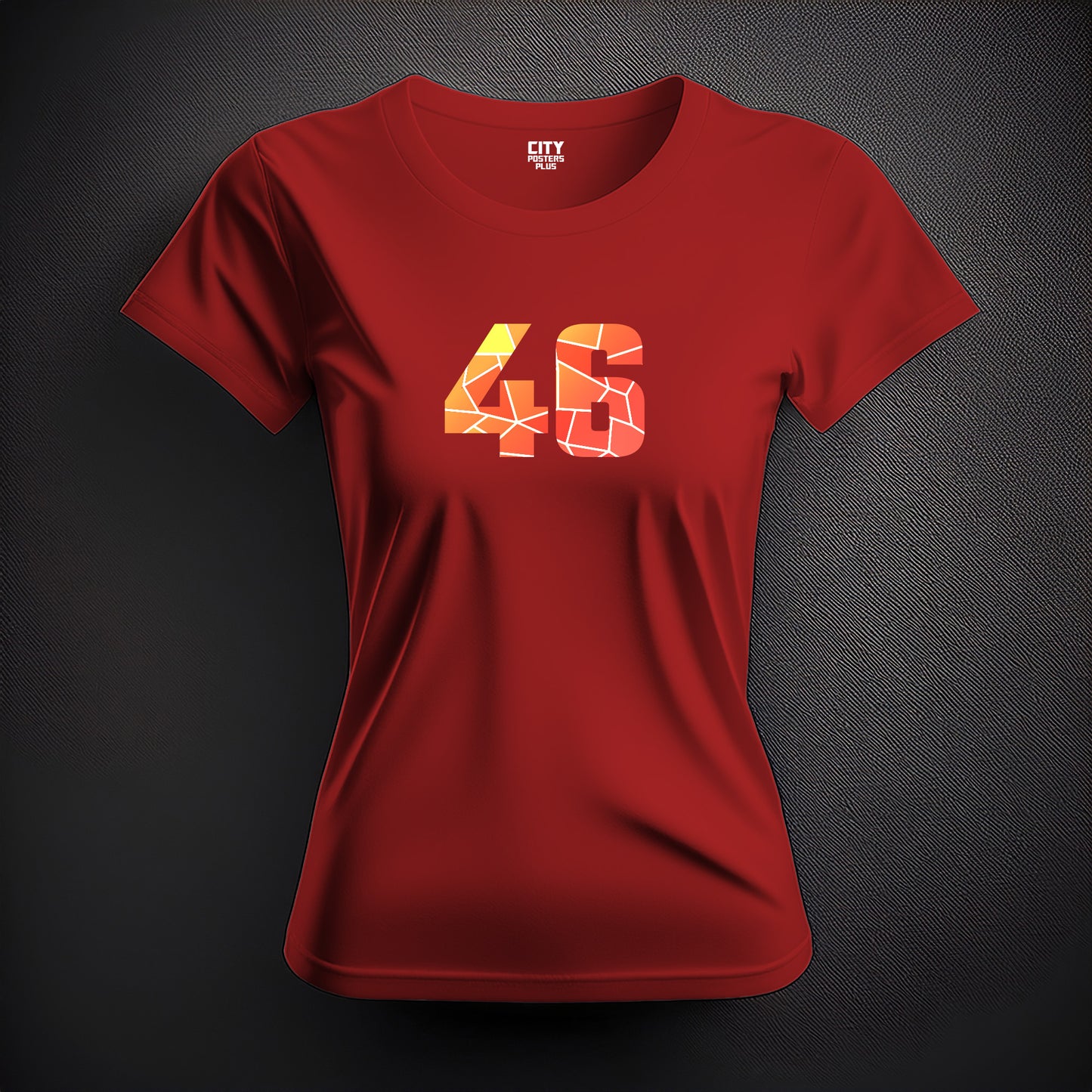 City Posters Plus 46 Number Women T-Shirt (Red) | Stylish Numeric Graphic Tee