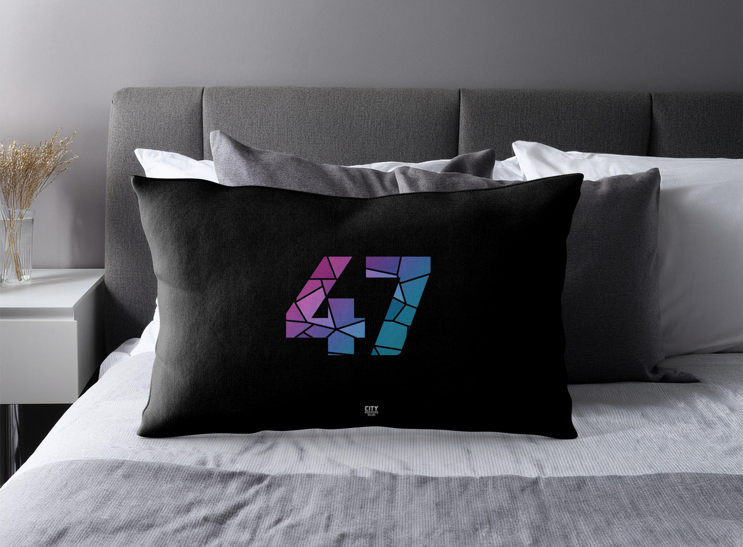47 Number Square & Rectangle Pillow Cases | Modern Numeric Throw Pillow Covers | Print Deliver Plus by City Posters Plus