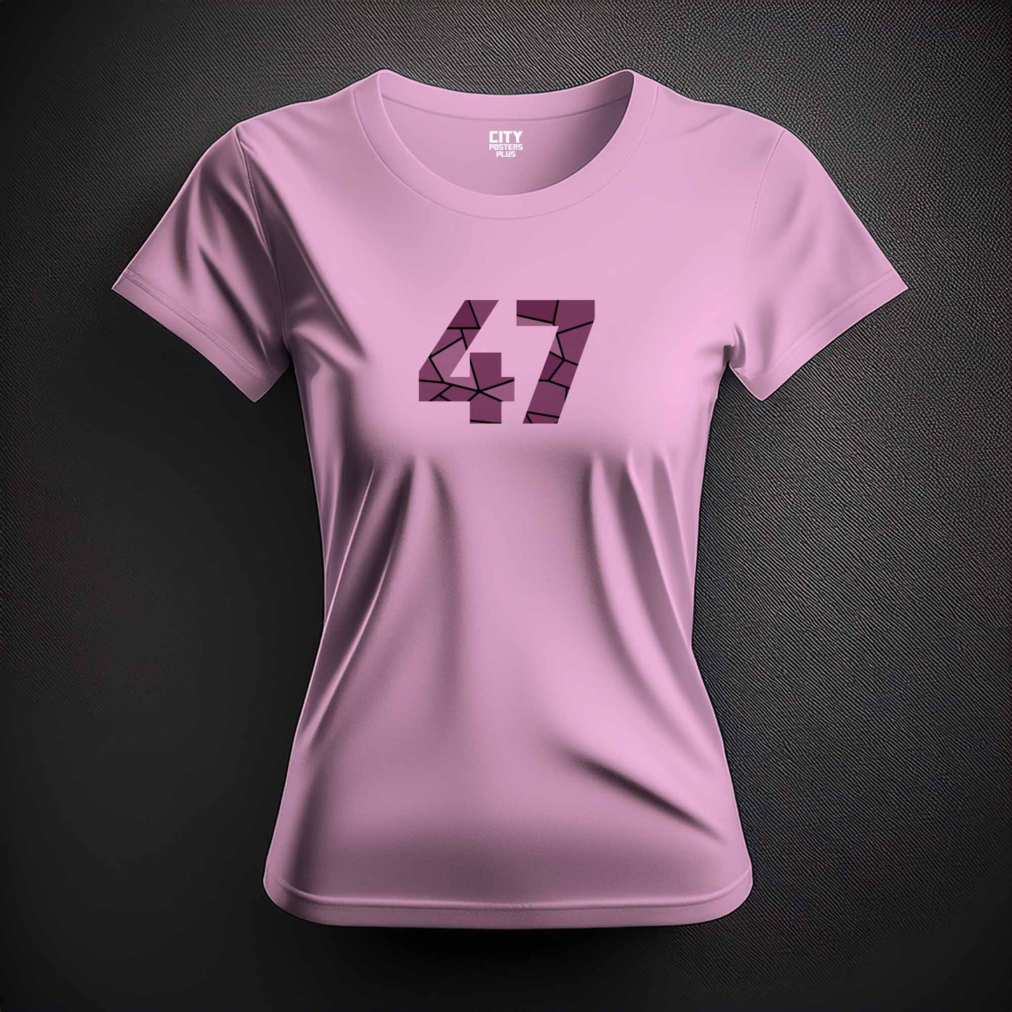 City Posters Plus 47 Number Women T-Shirt (Light Pink) | Stylish Numeric Graphic Tee