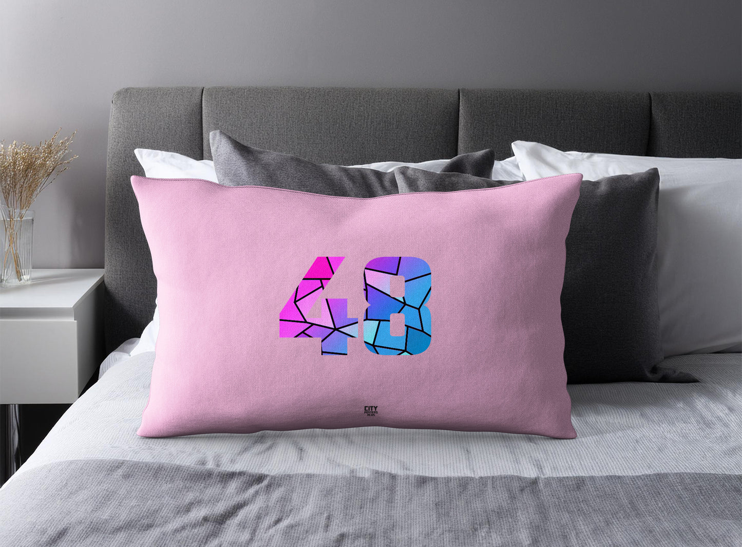 48 Number Square & Rectangle Pillow Cases | Modern Numeric Throw Pillow Covers | Print Deliver Plus by City Posters Plus
