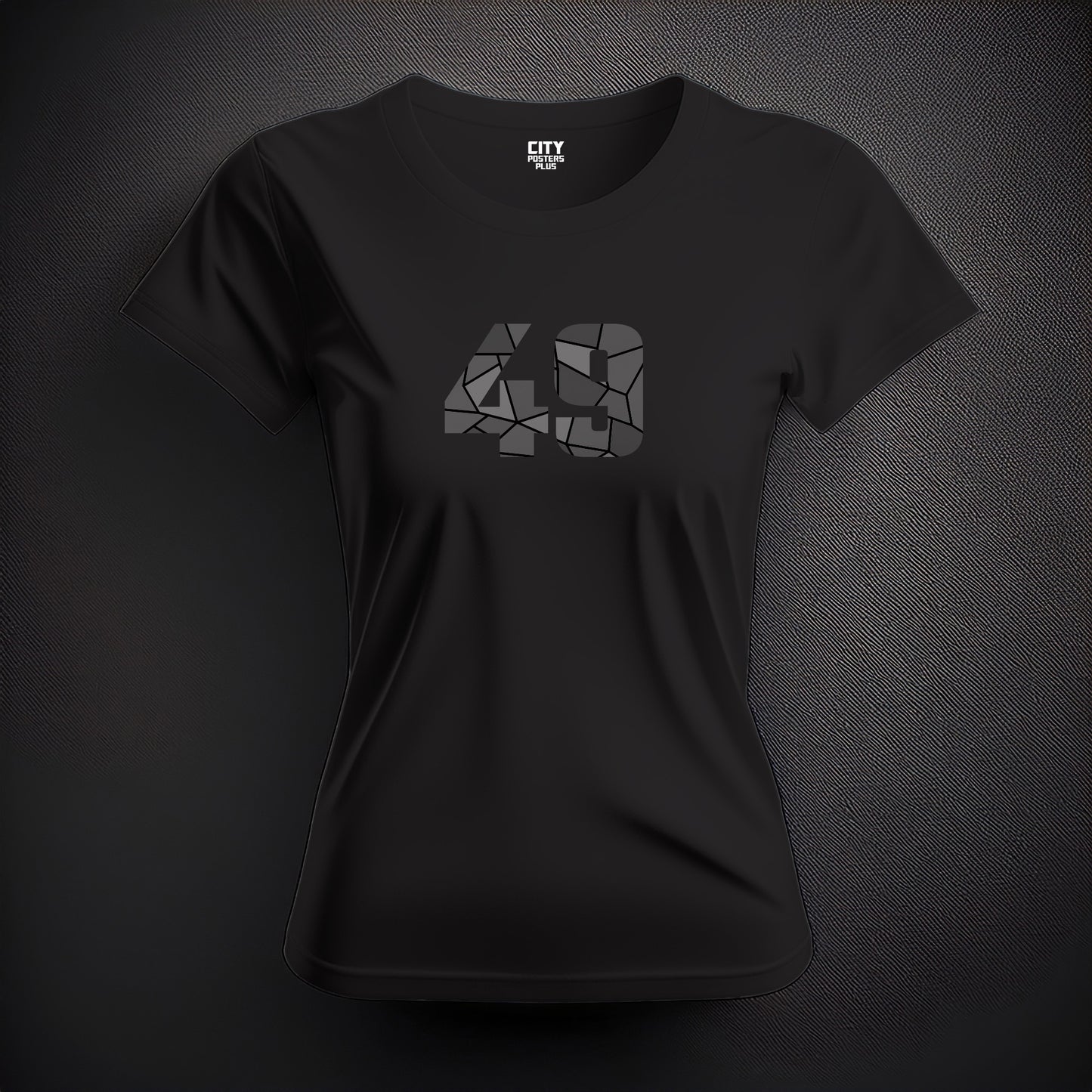 Number 49 Women T-Shirt (Black) | Stylish Numeric Graphic Tee