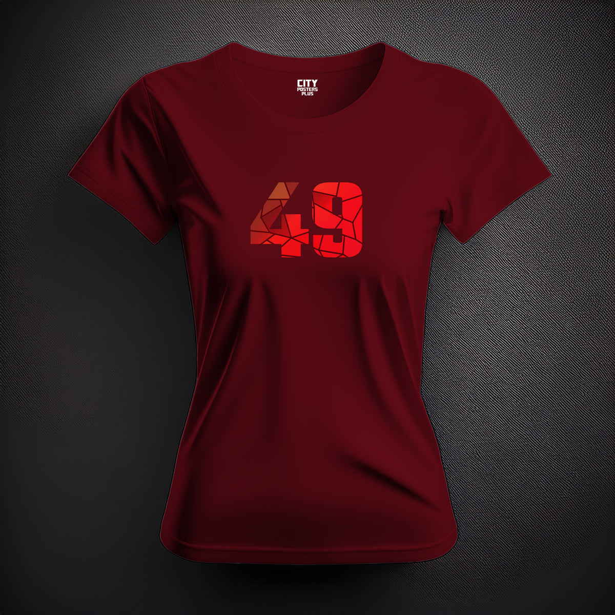 Number 49 Women T-Shirt (Maroon) | Stylish Numeric Graphic Tee