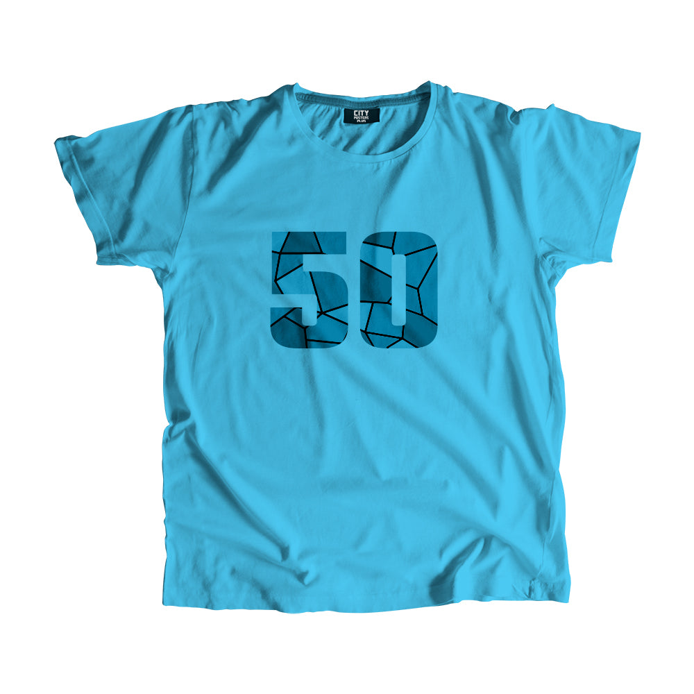 50 Number Men Unisex T-Shirt (Sky Blue)| Classic Numeric Graphic Tee