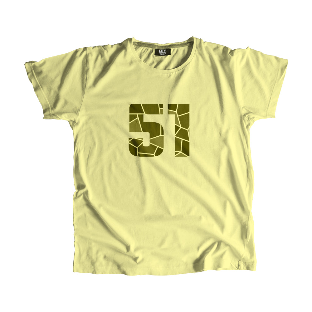51 Number Men Unisex T-Shirt (Butter Yellow)| Classic Numeric Graphic Tee