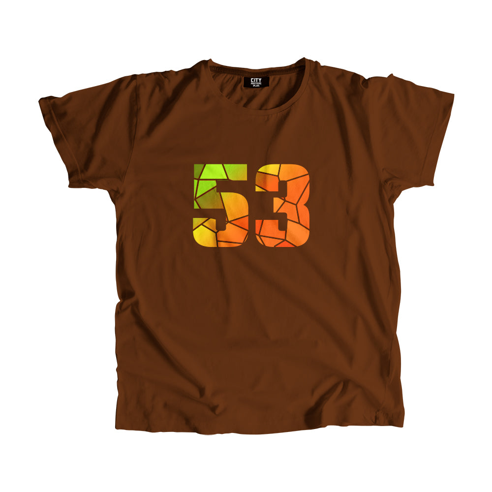 53 Number Men Unisex T-Shirt (Brown)| Classic Numeric Graphic Tee