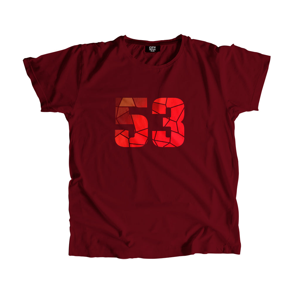 53 Number Men Unisex T-Shirt (Maroon)| Classic Numeric Graphic Tee