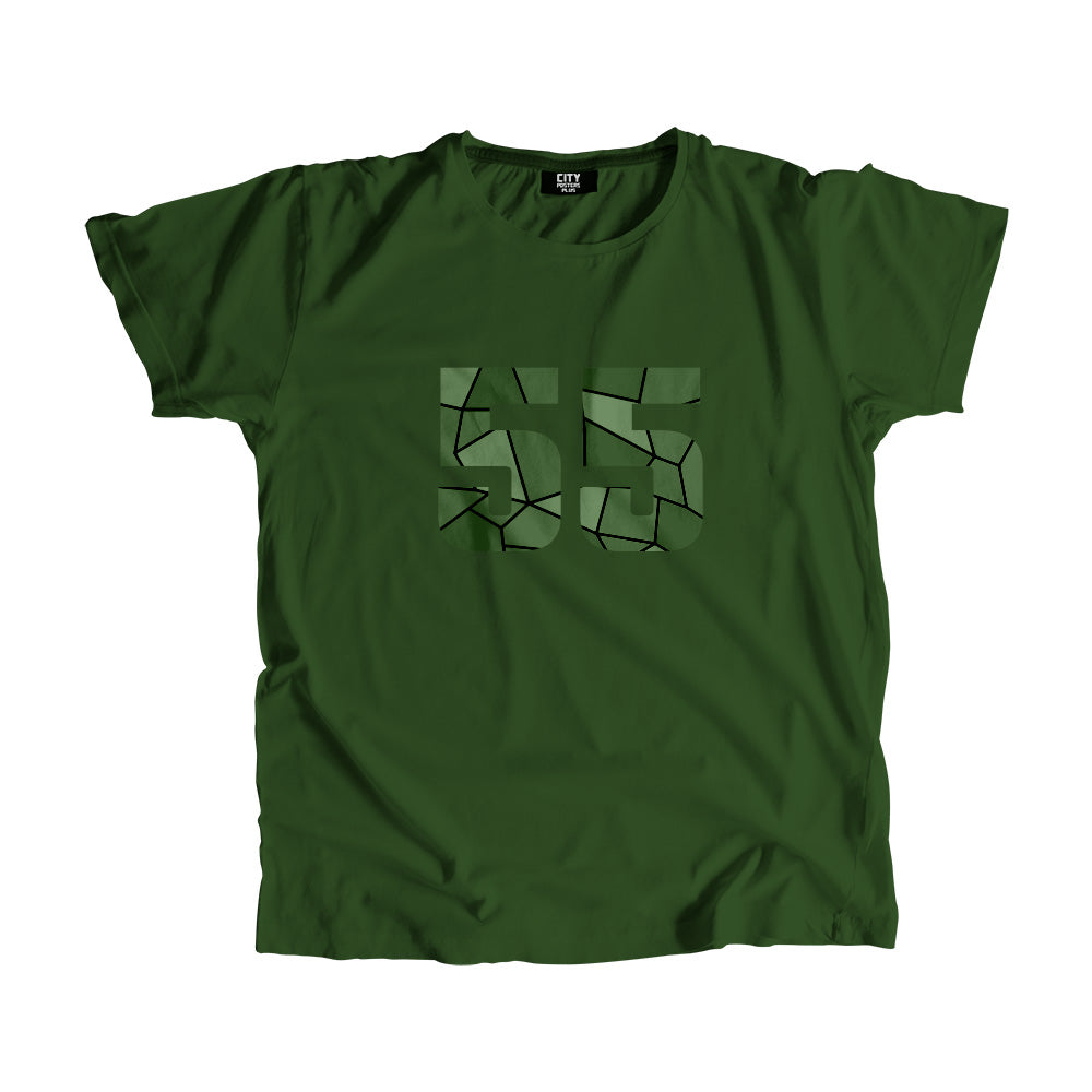 55 Number Men Unisex T-Shirt (Olive Green)| Classic Numeric Graphic Tee