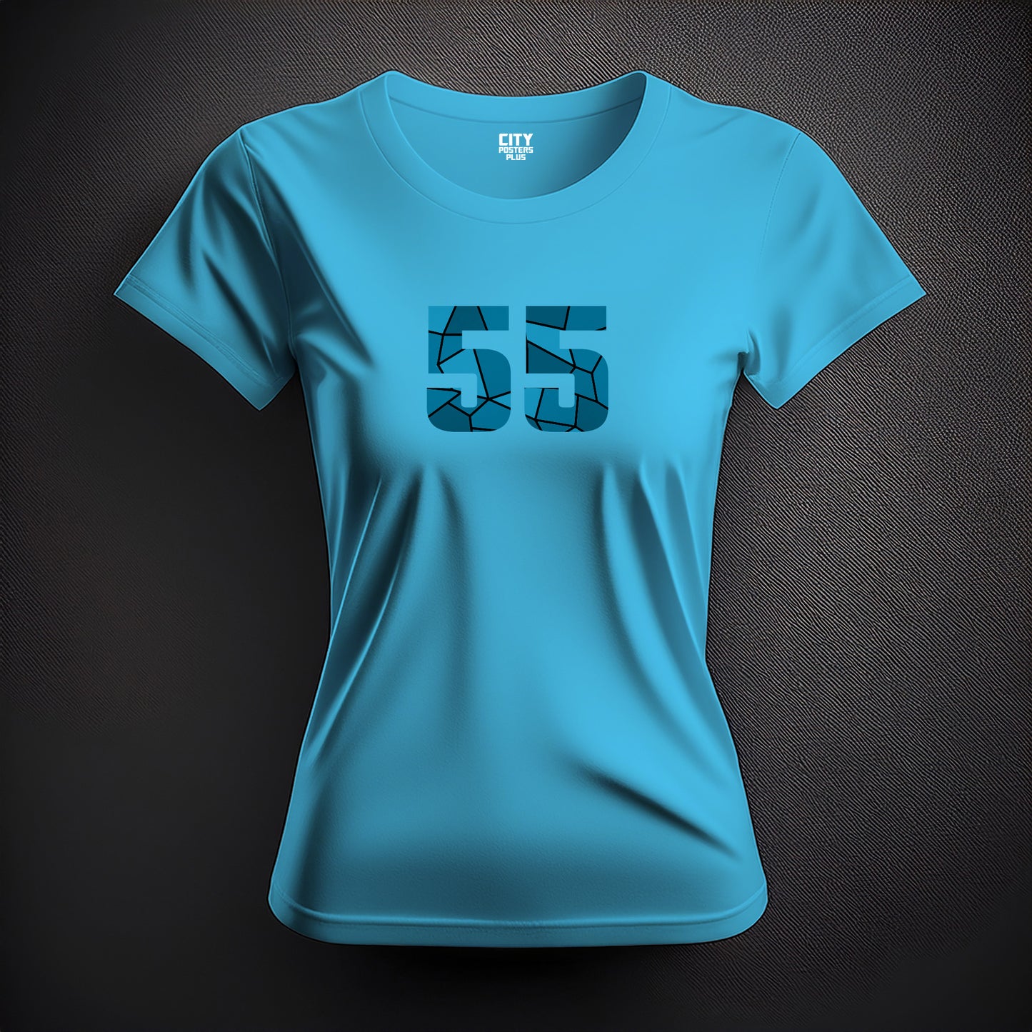 City Posters Plus 55 Number Women T-Shirt (Sky Blue) | Stylish Numeric Graphic Tee