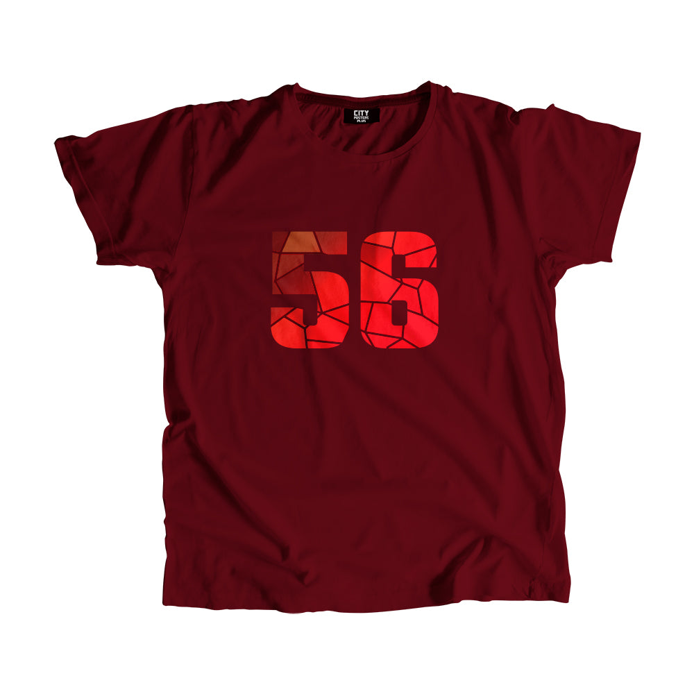 56 Number Men Unisex T-Shirt (Maroon)| Classic Numeric Graphic Tee