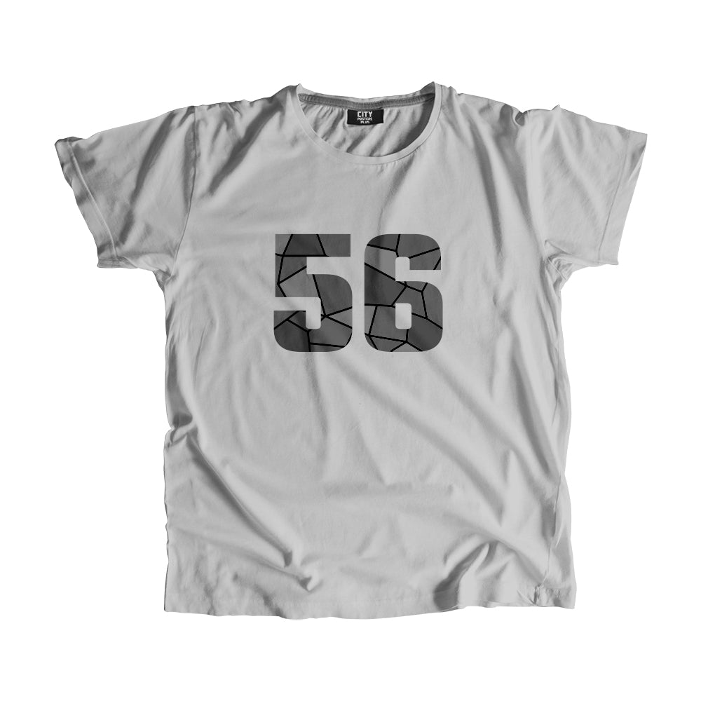 56 Number Men Unisex T-Shirt (Melange Grey)| Classic Numeric Graphic Tee