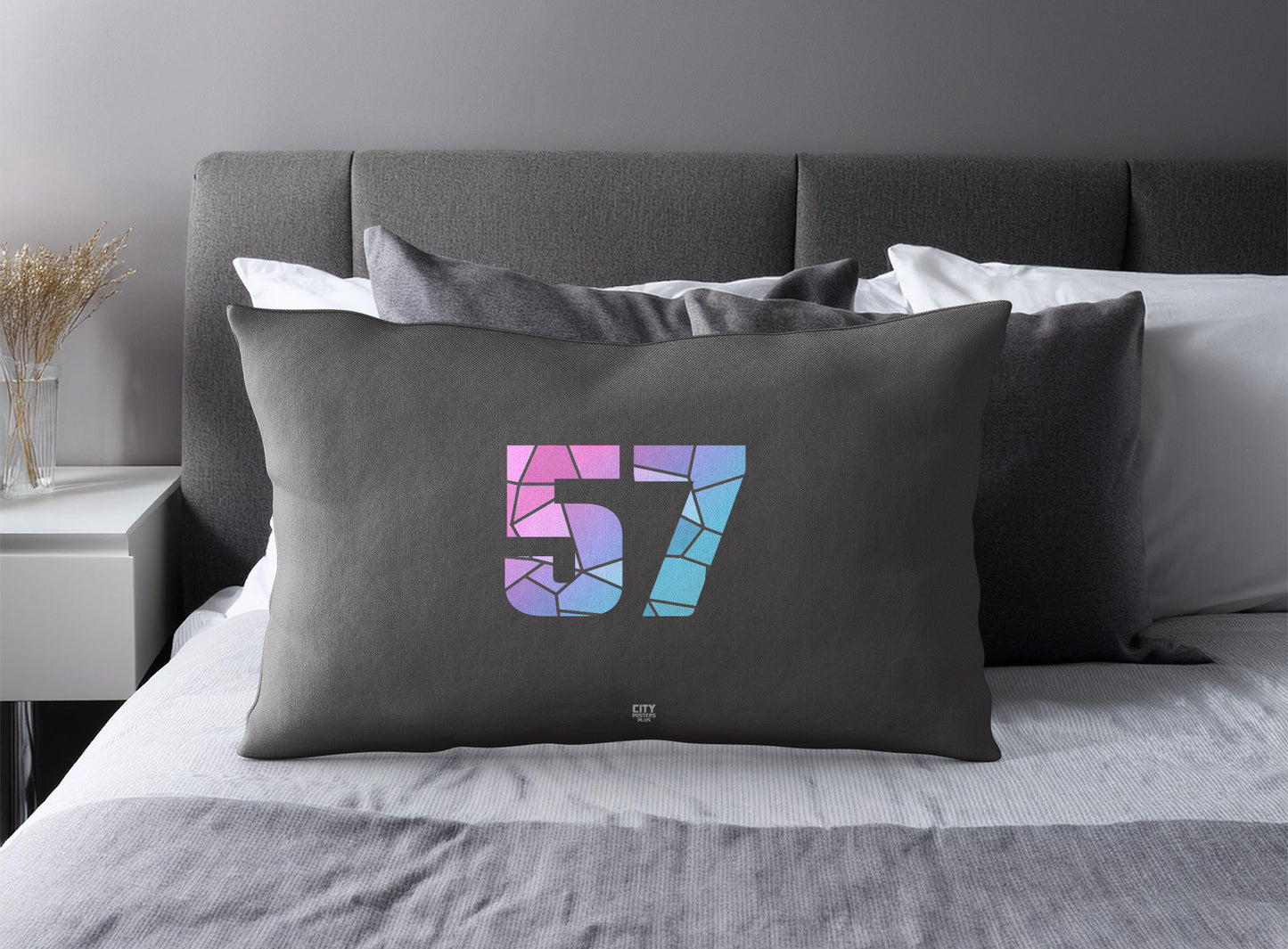 57 Number Square & Rectangle Pillow Cases | Modern Numeric Throw Pillow Covers | Print Deliver Plus by City Posters Plus