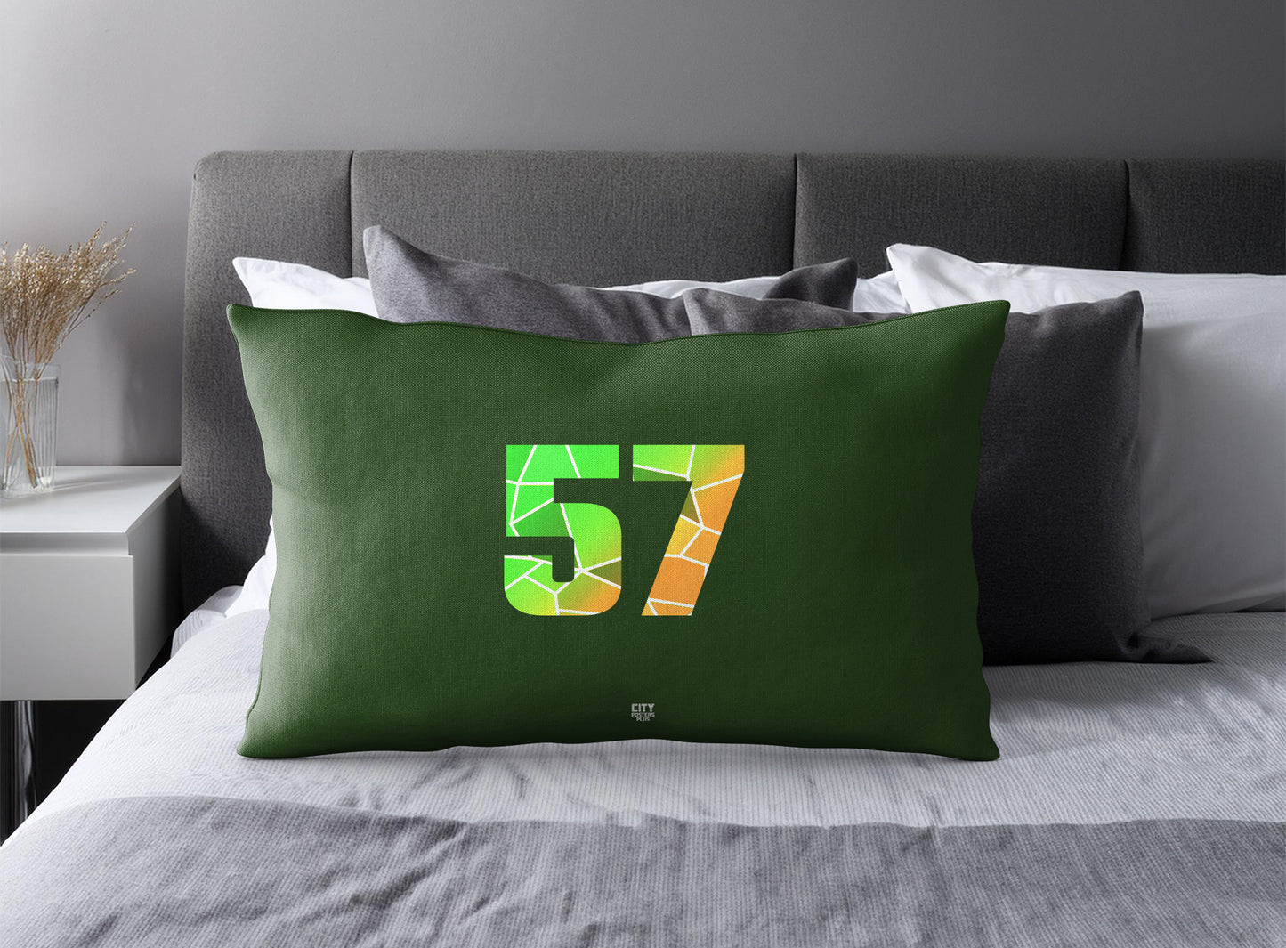 57 Number Square & Rectangle Pillow Cases | Modern Numeric Throw Pillow Covers | Print Deliver Plus by City Posters Plus