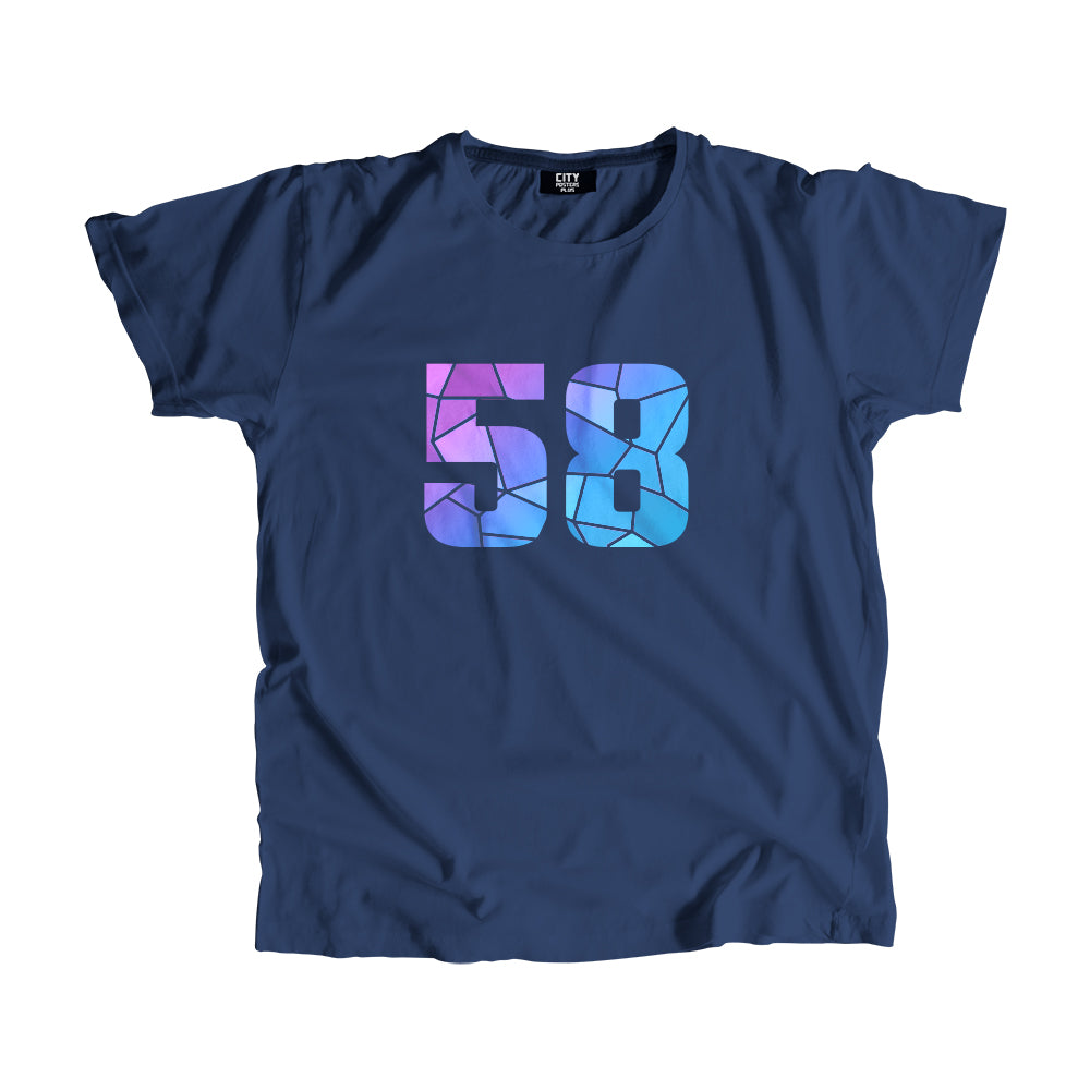 58 Number Men Unisex T-Shirt (Navy Blue)| Classic Numeric Graphic Tee