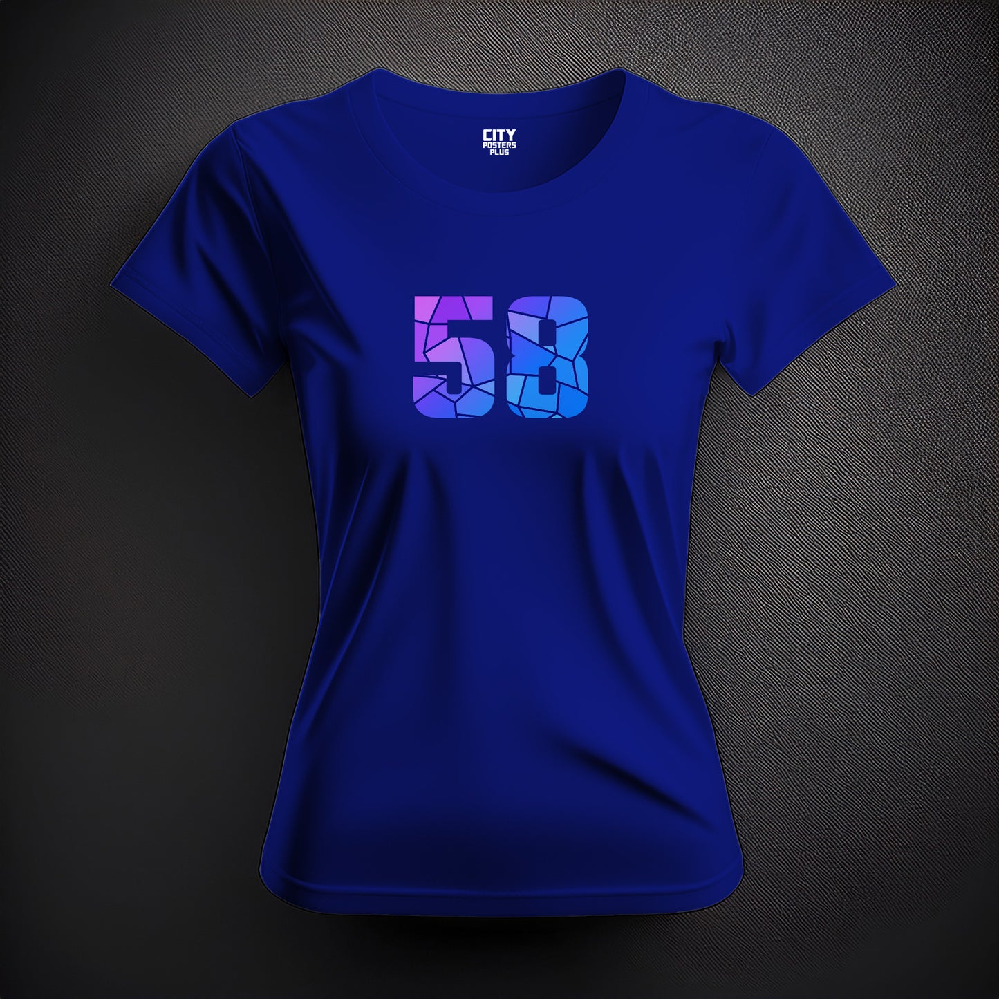 City Posters Plus 58 Number Women T-Shirt (Royal Blue) | Stylish Numeric Graphic Tee