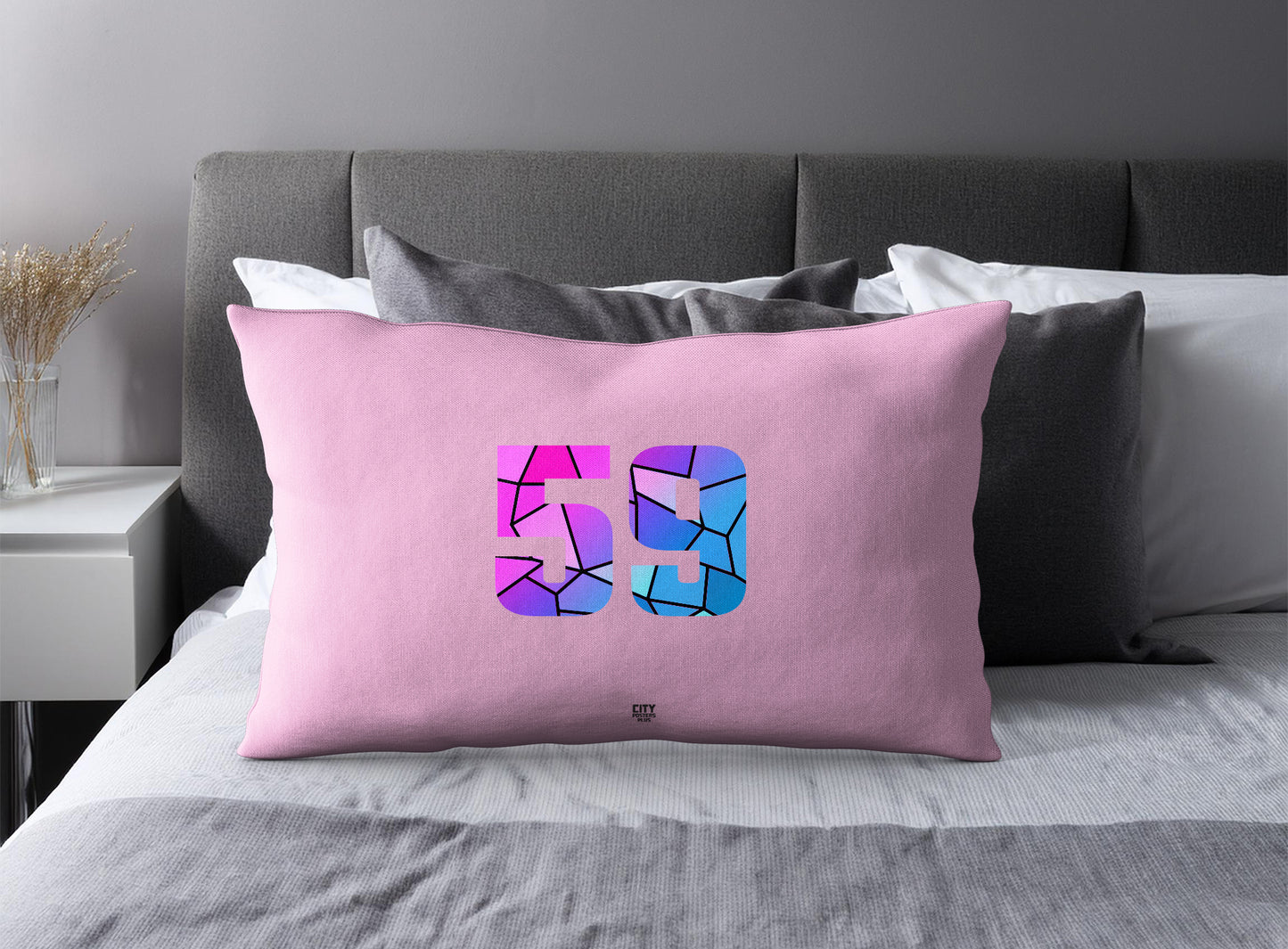 59 Number Square & Rectangle Pillow Cases | Modern Numeric Throw Pillow Covers | Print Deliver Plus by City Posters Plus