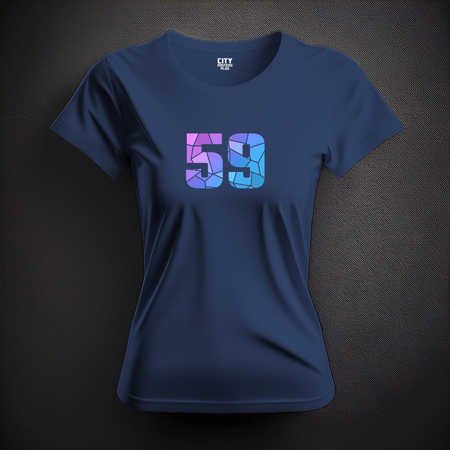 City Posters Plus 59 Number Women T-Shirt (Navy Blue) | Stylish Numeric Graphic Tee