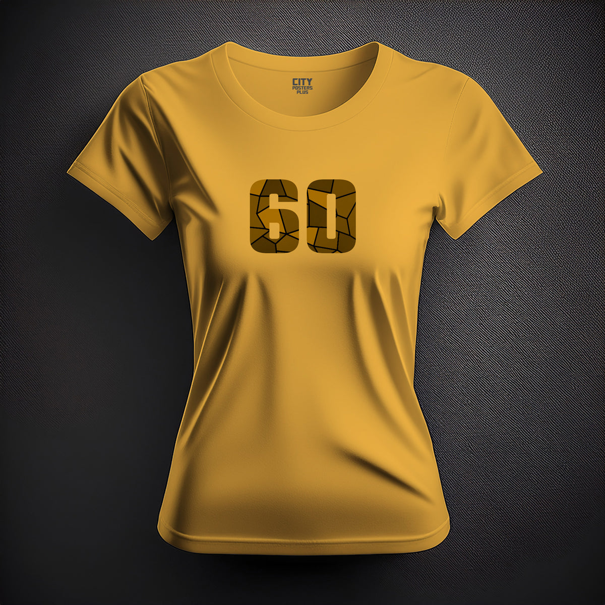 Number 60 Women T-Shirt (Golden Yellow) | Stylish Numeric Graphic Tee
