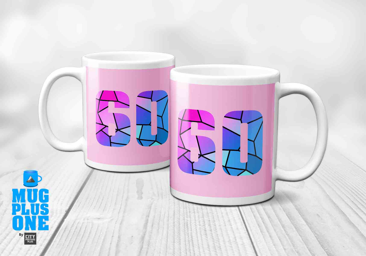 60 Number Mug (Light Pink)