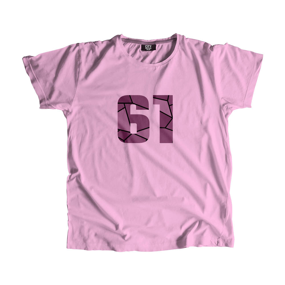 61 Number Men Unisex T-Shirt (Light Pink)| Classic Numeric Graphic Tee