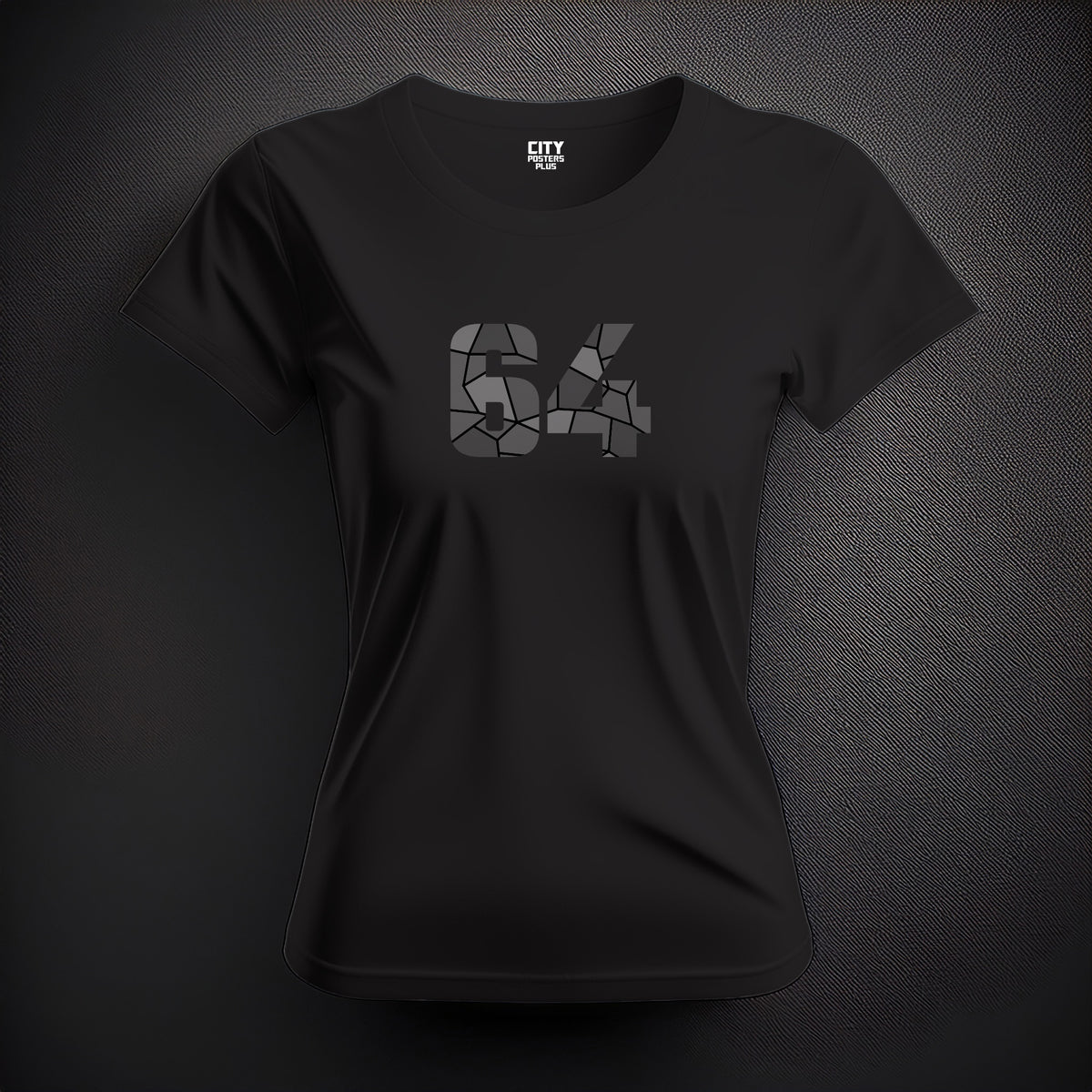 Number 64 Women T-Shirt (Black) | Stylish Numeric Graphic Tee