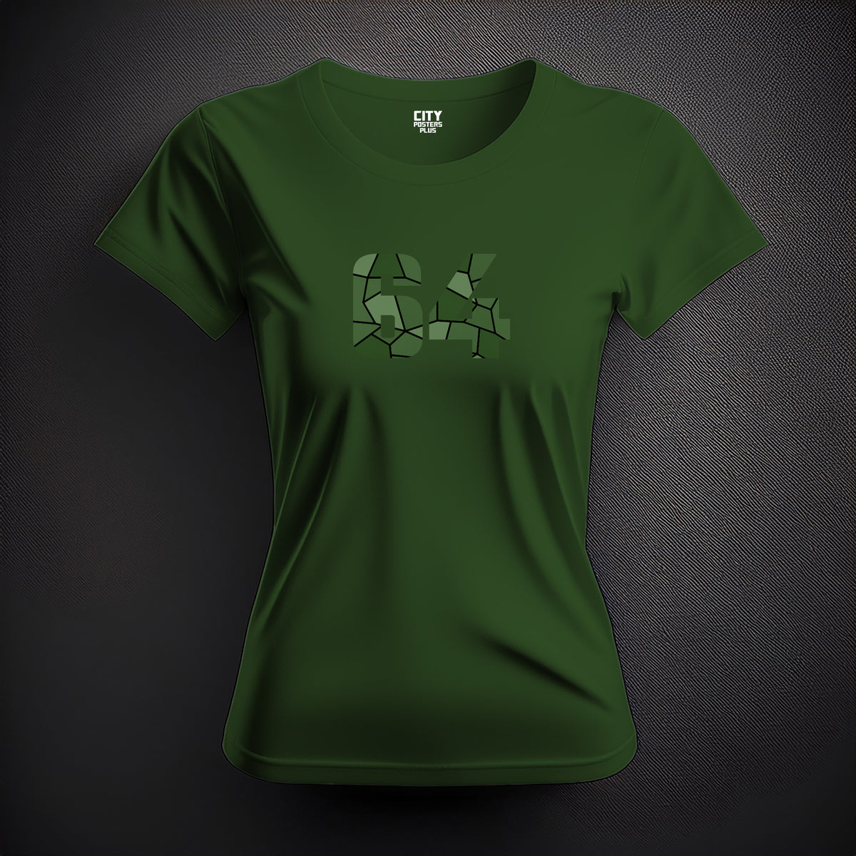 Number 64 Women T-Shirt (Olive Green) | Stylish Numeric Graphic Tee