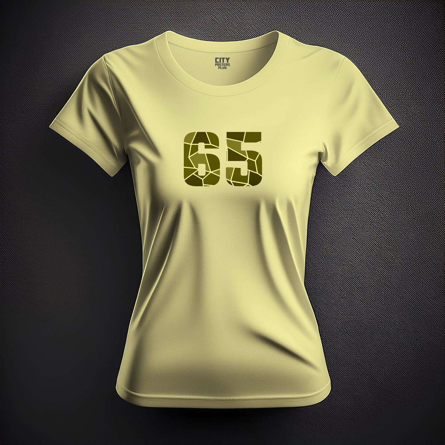 City Posters Plus 65 Number Women T-Shirt (Butter Yellow) | Stylish Numeric Graphic Tee