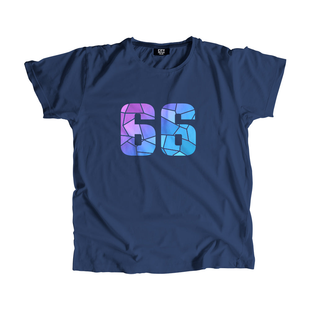 66 Number Men Unisex T-Shirt (Navy Blue)| Classic Numeric Graphic Tee