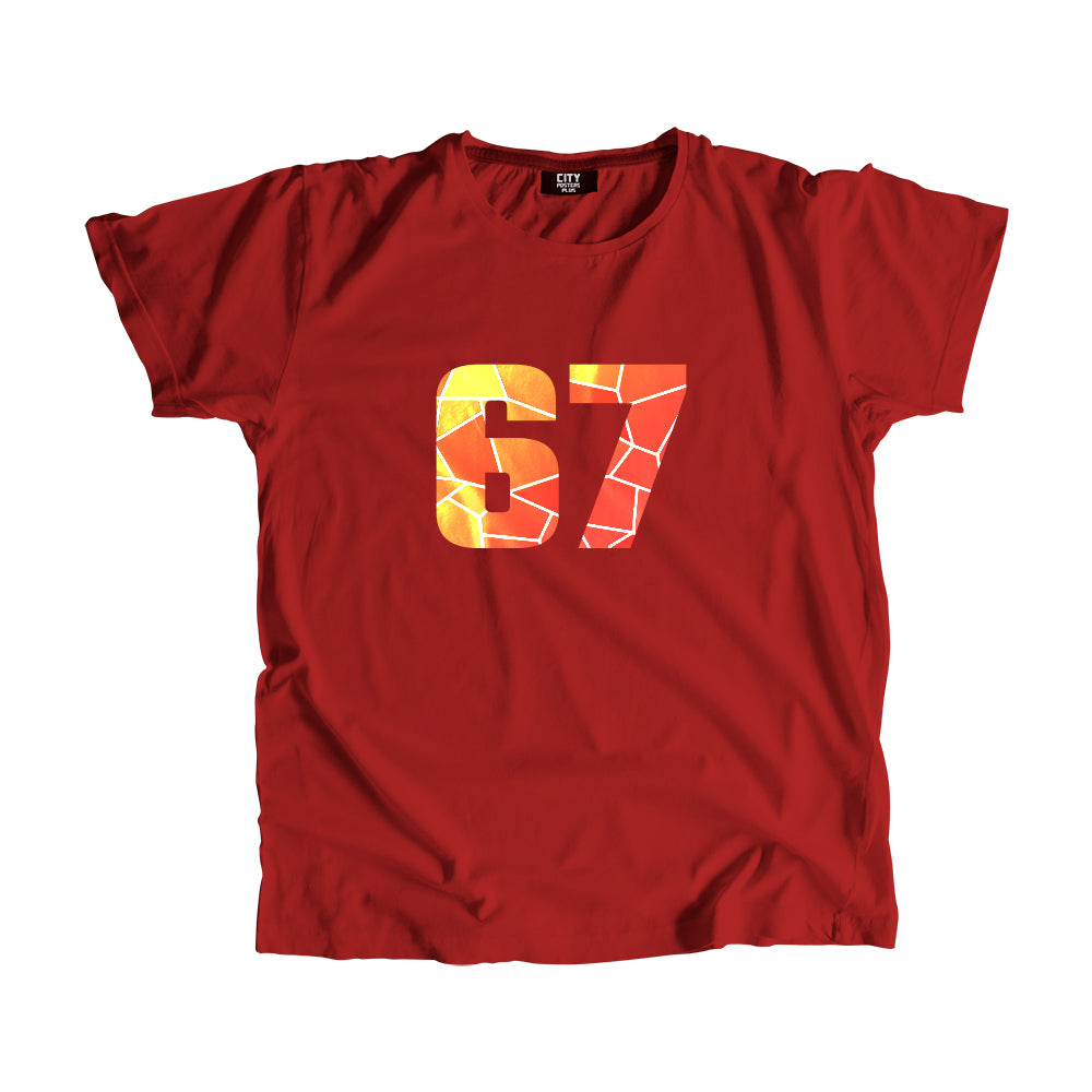 67 Number Men Unisex T-Shirt (Red)| Classic Numeric Graphic Tee