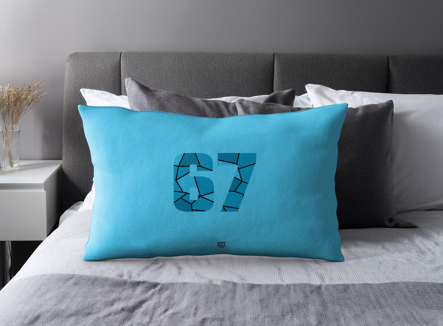 67 Number Square & Rectangle Pillow Cases | Modern Numeric Throw Pillow Covers | Print Deliver Plus by City Posters Plus